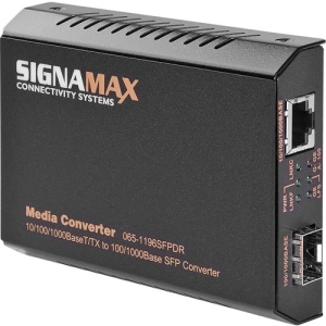 Signamax 065-1196SFPDR 10/100/1000BaseT/TX to Dual-Rate 100Base or 1000Base SFP Media Converter