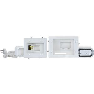DataComm Recessed Pro Power Kit w/ Duplex Receptacle & Straight Blade Inlet