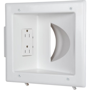 DataComm 45-0031-WH Recessed Low Voltage Media Plate with Duplex Receptacle, White
