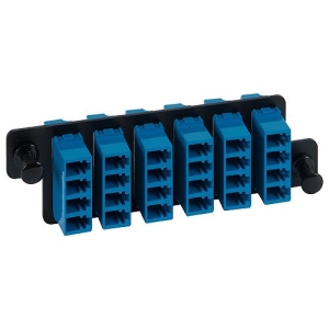 ICC HD LC-LC Fiber Optic Adapter Panel with Blue Singlemode Adapters for 24 Fibers