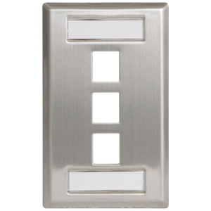ICC 3-Port Single Gang Stainless Steel Faceplate