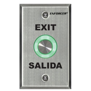 Enforcer Single-Gang, Programmable Red/Green Round Button,with EXIT & SALIDA
