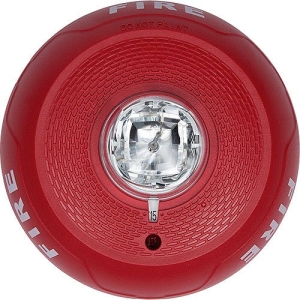 System Sensor SCRL L-Series, Red, Ceiling-Mountable, Clear Lens, Strobe Marked "FIRE" with Selectable Strobe Settings of 15, 30, 75, 95, 115, 150 and 177 CD