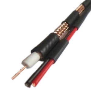 ADI 500ft RG59 Siamese Coaxial Cable, Non-Plenum 18/2 BC, Reel box, Black