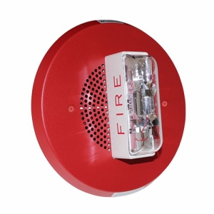 Eaton Wheelock E90-24MCC-FR E90 Speaker Strobe, Round, Ceiling, 24VDC, 15/30/75/95 cd, Red