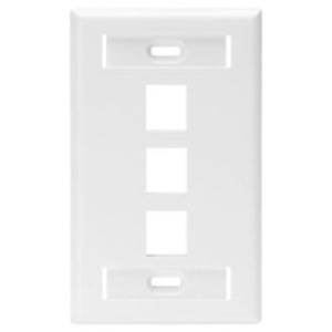 Leviton QuickPort Wallplate With ID Window, Single Gang, 3-Port, White