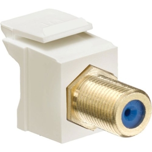 Leviton Feedthrough QuickPort F-Connector, Gold Plated, Light Almond Housing