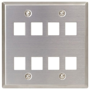 ICC 8-port Double Gang Stainless Steel Faceplate