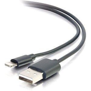 C2G CG35498 USB A Male to Lightning Male Sync and Charging Cable, 3.3' (1m), Black