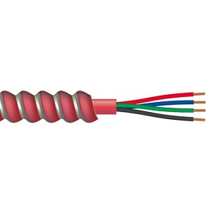 Componetics 334-0316 16/3 Solid Unshielded Bare Copper Armoured Fire Alarm Cable, 1000' (304.8m), Red