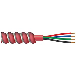Componetics 334-0316-5 16/3 Solid Unshielded Bare Copper Armored Fire Alarm Cable, FAS 105, CSA, 4' (150m), Red
