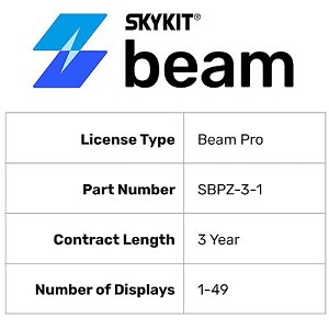 Skykit SBPZ-3-1 Beam Pro License, 1-49 Displays, 3Year