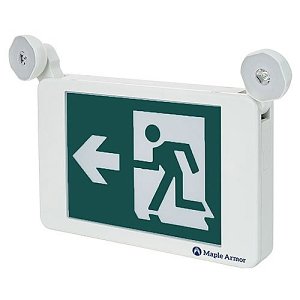 Maple Armor 10025 Metal Emergency Combo Unit C, Running Man Emergency Exit Sign with Two Head Lights (MEST-P 120/347)