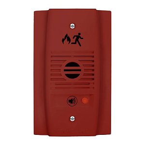 Maple Armor FW972M FireWatcher UL/ULC Conventional Mini-Horn with Silence Button, Wall Mount, Indoor, 88dB at 24VDC, Red
