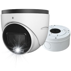 Speco H2LT1 2MP Turret Camera with White Light Intensifier and Junction Box, 2.8mm Fixed Lens, White Housing