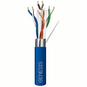Genesis 51931006 CAT6A Riser Cable, 23/4 Solid BC, U, UTP, CMR, FT4, 1000' (304.8m) Reel, Blue