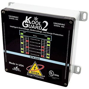 DITEK DTK-KG2 Kool Guard Series Intelligent Voltage Monitoring, 120/240VAC or 120/208VAC Split Phase Circuits up to 40A, UL Type 4X Polycarbonate Enclosure