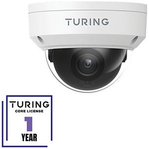 Turing TP-MFD4A28-1Y CORE AI VSaaS License-Enabled 4MP Low Light Dome IP Camera, 2.8mm Fixed Lens