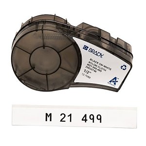 Brady M21-500-499 Aggressive Adhesive Multi-Purpose Nylon Labels with Ribbon for M210, M211, BMP21-PLUS Printers, 0.5" W x 16" L, Black on White