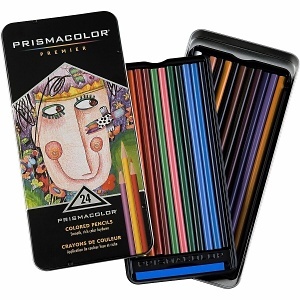 Prismacolor 3597THT Premier Soft Core Colored Pencil Set in Tin, 24-Count