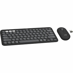 Logitech 920-012061 Pebble 2 Combo Slim Multi-Device Bluetooth English Keyboard and Mouse, Customizable Keys and Button, Tonal Graphite
