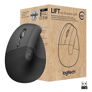 Logitech 910-006492 Lift Vertical Ergonomic Wireless Mouse, Left-Handed, Graphite Gray
