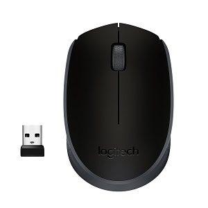 Logitech 910‑004940 M170 Wireless Ambidextrous Optical Mouse, 2.4GHz, Black