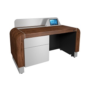 Middle Atlantic L7-F61A-WD-SLHB9 L7 Lectern, Adjustable Height Frame, Wood, Montana Walnut with Silver Accents