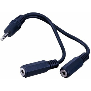 Vanco AC3BX 6" 3.5mm Male Plug to 2-3.5mm Male Jack Adapter