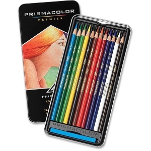 Prismacolor 3596THT Premier Soft Core Colored Pencil Set in Tin, 12-Count