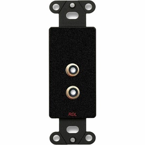 RDL DB-PHN2 Series Dual RCA Jacks on Decora Wall Plate, Solder Type, Black