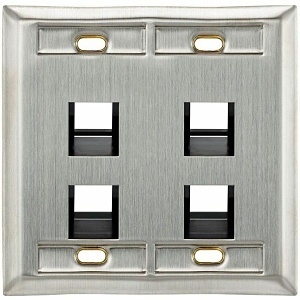 Leviton 43081-2L4 Wall Plate, 4-Port Dg Ang Id Ss