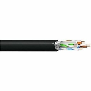 West Penn 254346AFBK1000 CAT6A Plenum Cable, 23/4 Solid BC, Shielded, UTP, CMP, FT6, 1000', Black