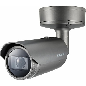Hanwha PNO-A9081RLP/KAP Series 4K Low-Moderate Speed LPR Bullet IP Camera, 4.5-10mm Lens, Dark Gray, TAA Compliant