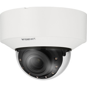 Hanwha XND-C8083RV/KEX Series 6MP AI Indoor IR Vandal Dome IP Camera, 4.4-9.3mm Motorized Varifocal Lens, White, TAA Compliant