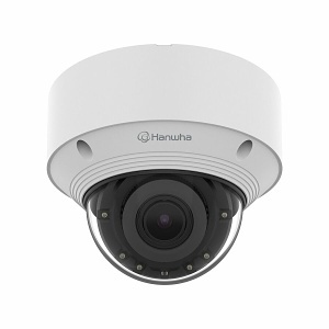 Hanwha QNV-C9083R Q-Series 4K AI IR Vandal Dome Camera 3.2-10.2mm Motorizes Varifocal Lens, White