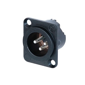 NEUTRIK NC3MD-LX-BAG 3-Pole Male Receptacle, Solder Cups, Silver Contacts, Black