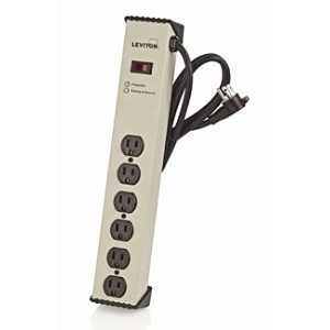Leviton 5100-IPS 15A, 125V, Surge Protected 6-Outlet Strip with Switch