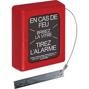 STI 6100-FR Break Glass Stopper Housing for Small Pull Station, French Label