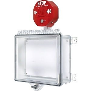 STI 7523 Polycarbonate Cabinet with Cabinet Stop Sign Alarm Thumb Lock, Clear