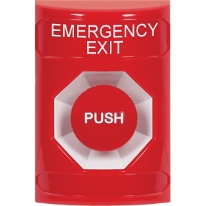 STI SS2004EX-EN Protective Cover, Red Momentary Stopper Station Labeled 'Emergency Exit'