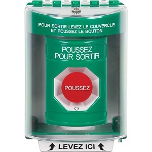 STI SS2171PX-FR Indoor/Outdoor Surface Turn-to-Reset Stopper Station with Push to Exit Label, Green
