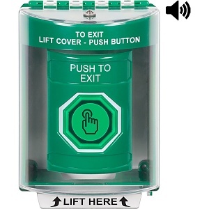 STI SS2187PX-EN Green Illuminated Momentary Door Release Button