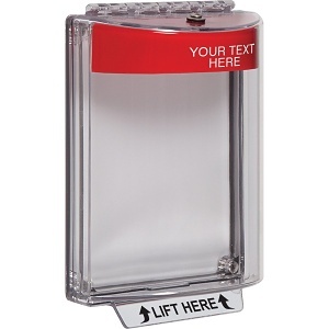 STI-13010CR Universal Stopper Dome Cover Flush Mount and Hood, Custom Label, Red