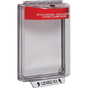 STI 13020FR-FR Universal Stopper, Flush Mount with Sounder, ACTIVATE FIRE ALARM Label
