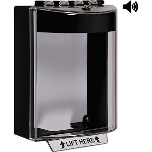 STI 13220NK Universal Stopper Surface Mount Housing with Horn, No Label, Black