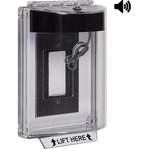 STI 13330NK Universal Stopper Enclosed Flush Mount Back Box with Horn and Relay, No Label Included, Black