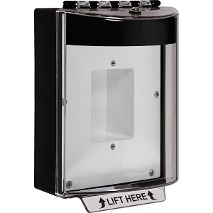 STI 13410NK Universal Stopper without Horn Enclosed Back Box Sealed Mounting Plate, No Label Included, Black