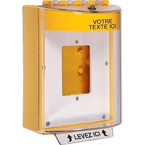 STI-13510CY-FR Universal Stopper, Dome Cover, Enclosed Back Box and Opened Mounting Plate, Red Fire Label, Yellow