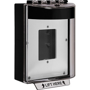 STI 13510NK Universal Stopper without Horn Enclosed Back Box Open Mounting Plate, No Label Included, Black